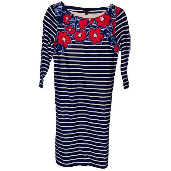 TALBOTS SP NWOT Striped Pullover Dress Floral Boat Neck  several sizes - Picture 1 of 6